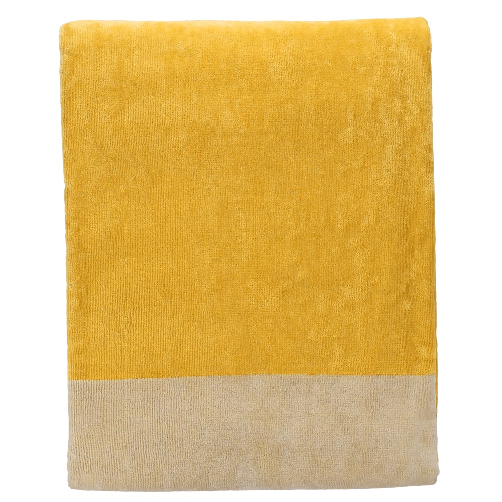 Serviette de plage jaune en coton 100x180cm