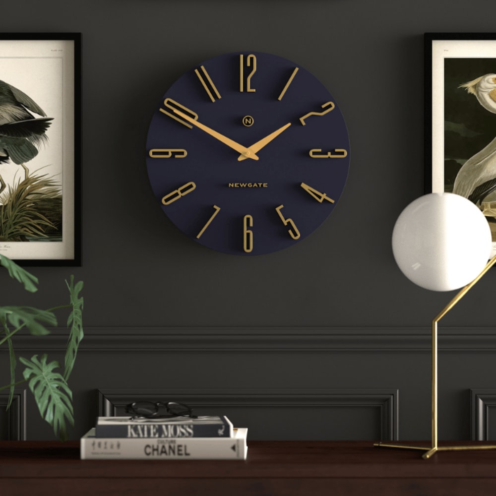 Horloge murale art deco en petrol bleu