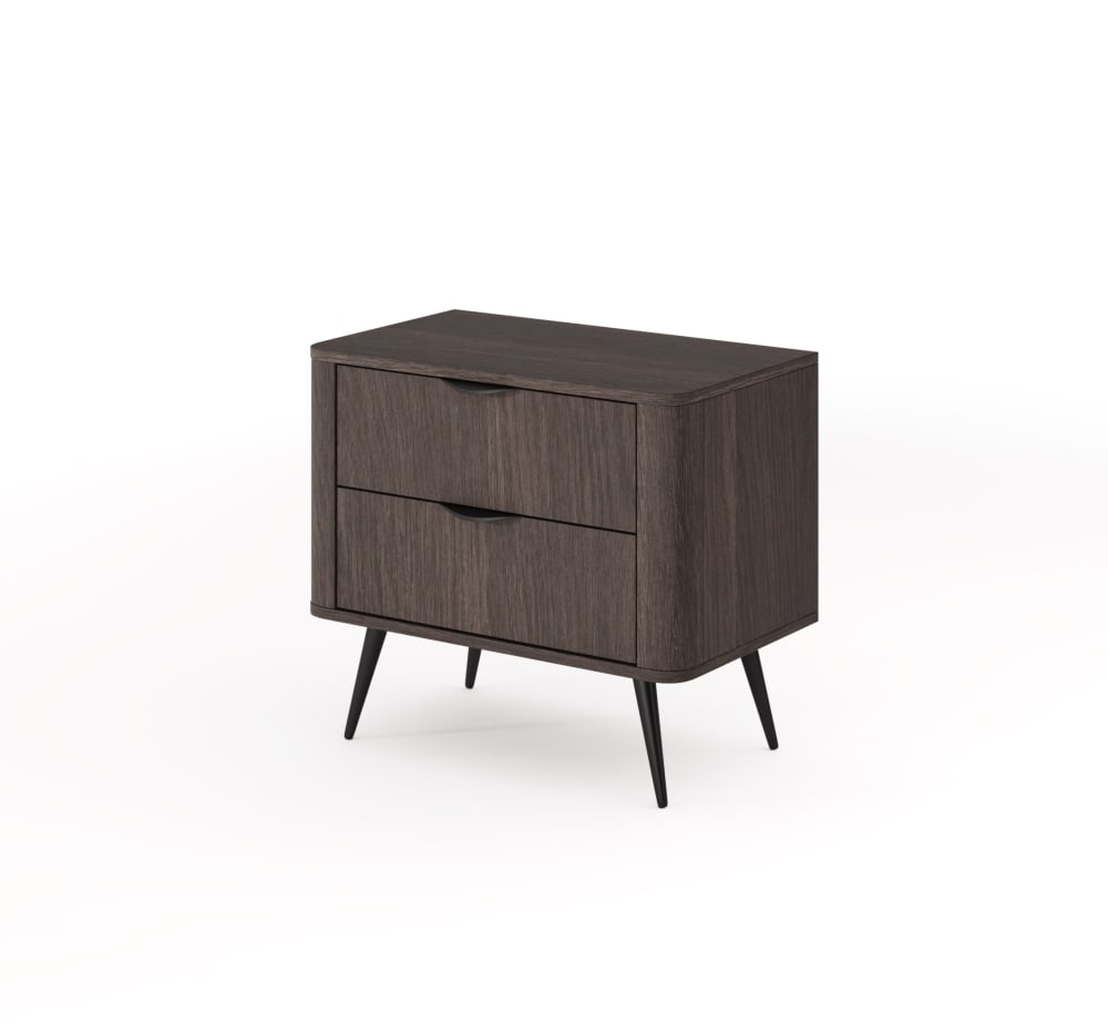 Table de chevet 2 tiroirs pieds en métal 63x55 cm