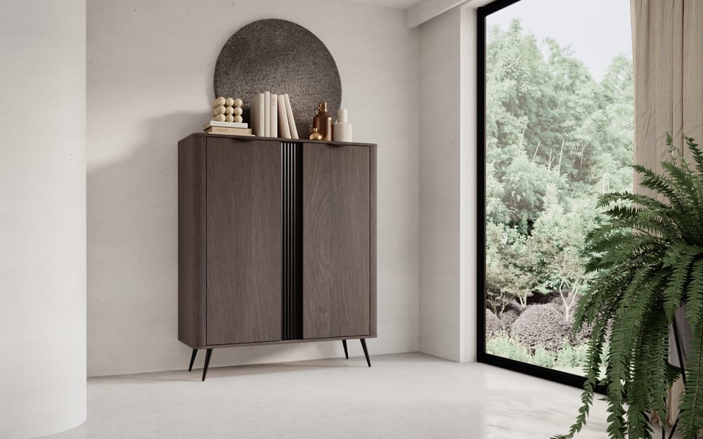 Buffet 2 portes pieds en métal 113x134 cm