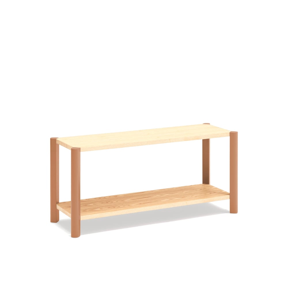 Bibliothèque 2 étagères avec pieds bois massif 125x59 cm