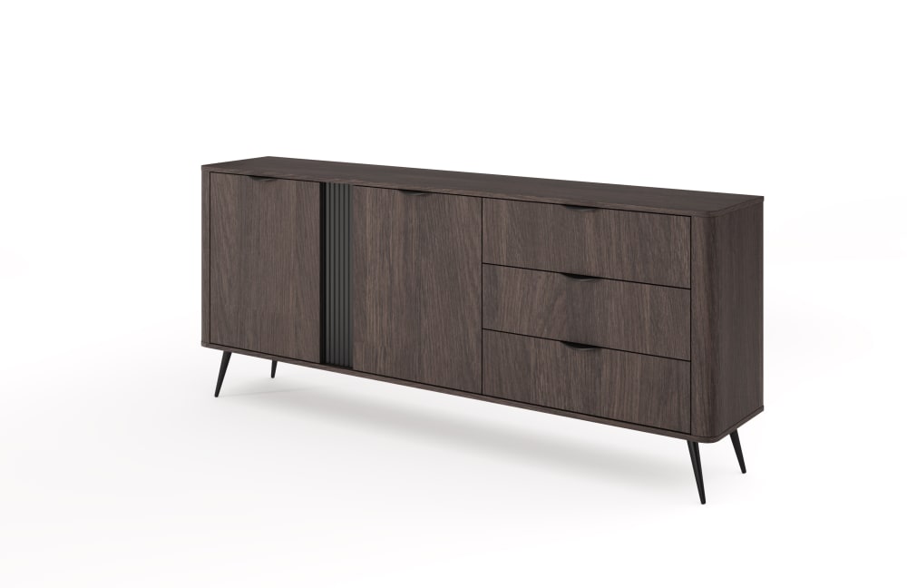 Buffet 2 portes 3 tiroirs pieds en métal 195x81 cm