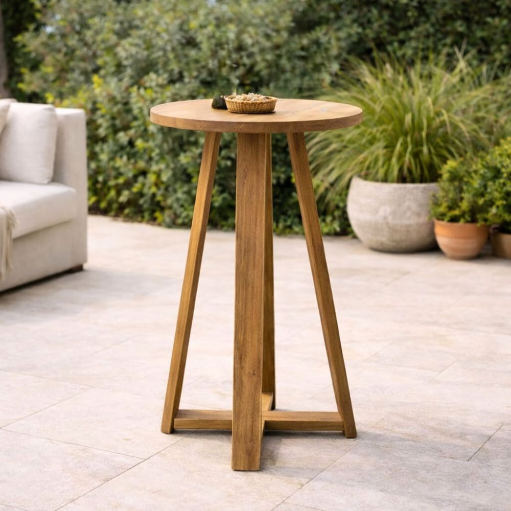 Table haute ronde en teck - Indoor & Outdoor