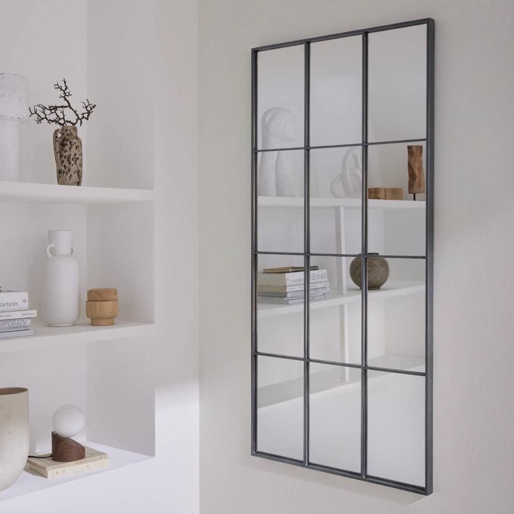 Miroir rectangulaire industriel acier noir 140cm