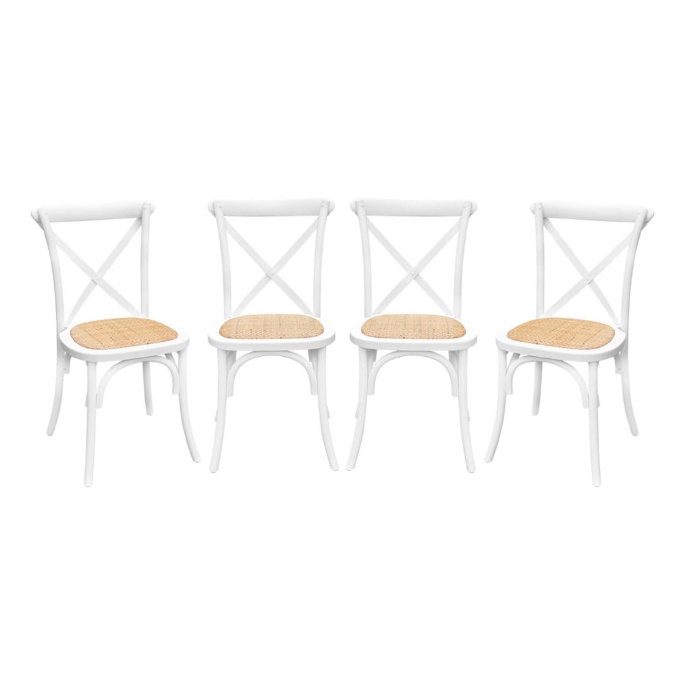 sweeek 4er-Set Bistrostühle aus weißem Holz style vintage - Holz