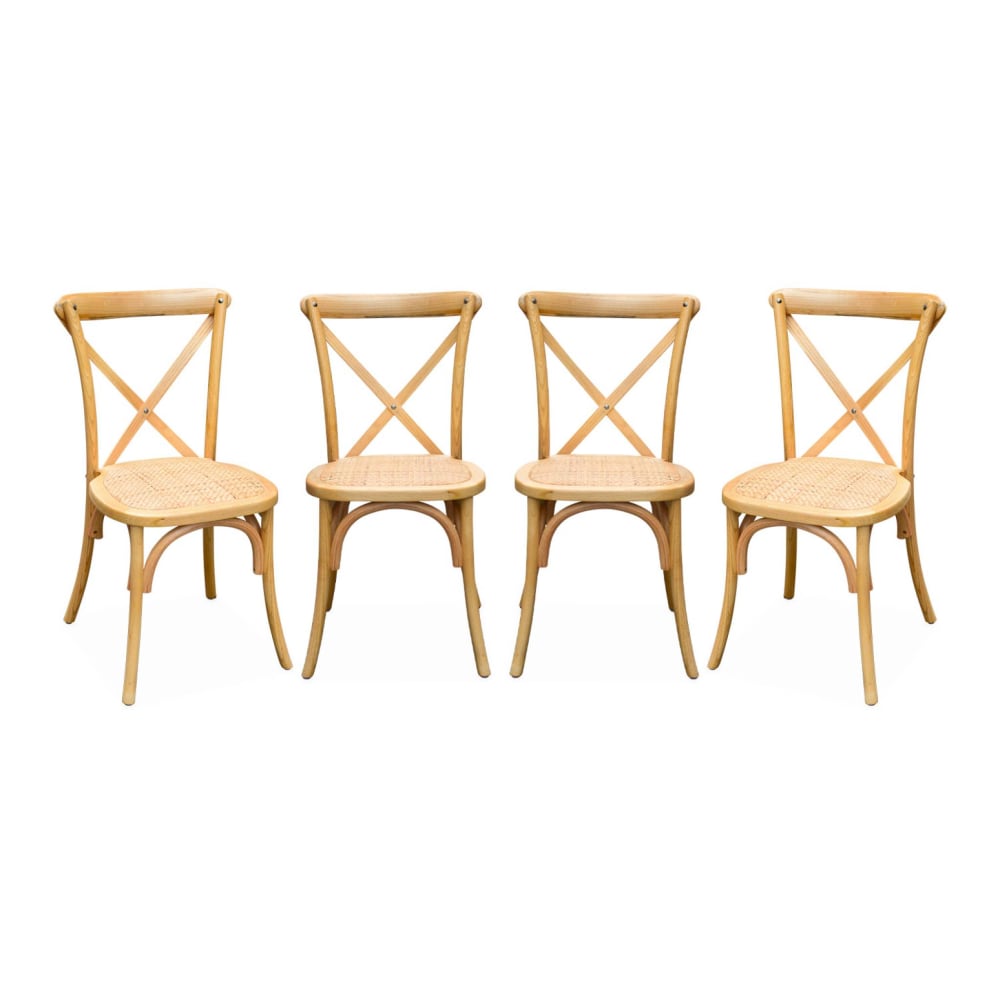 sweeek 4er-Set Bistrostühle aus Naturholz style vintage Beige