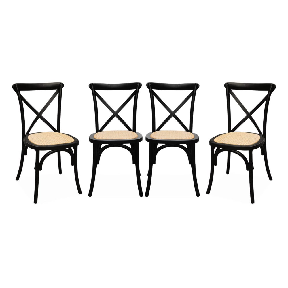 sweeek 4er-Set Bistrostühle aus Holz schwarz style vintage - Holz