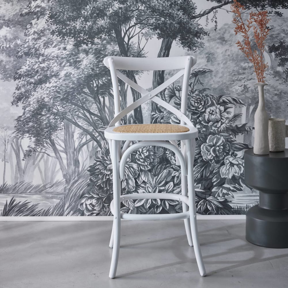 Vintage Bistro Barhocker aus weißem Holz - Maisons Du Monde