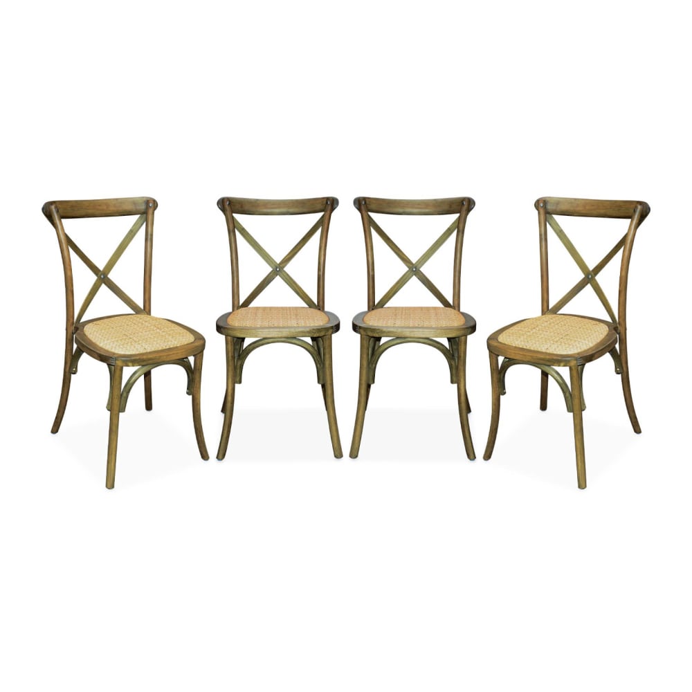 sweeek 4er-Set Bistrostühle aus Holz braun style vintage - Holz