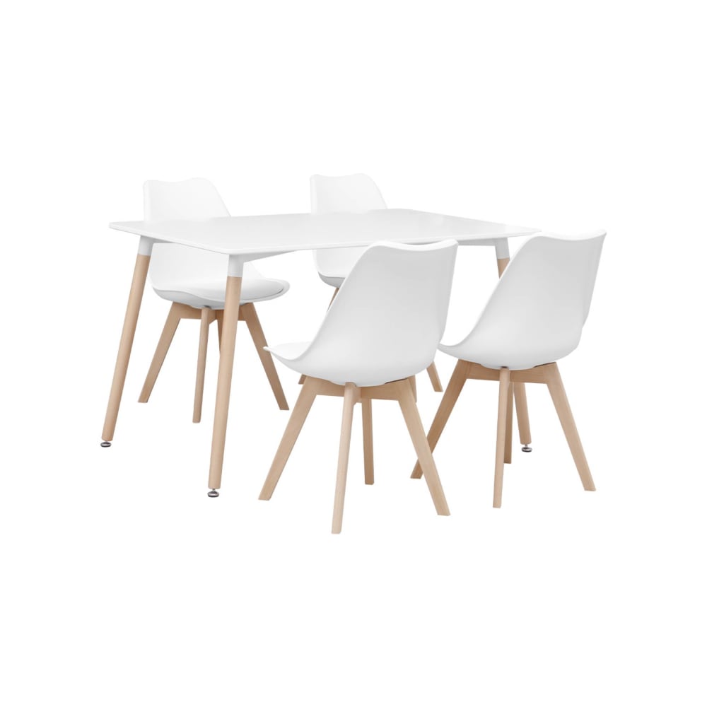 sweeek Rechteckiger Esstisch aus Holz 120 cm weiß 4 Stühle style modern - Holz