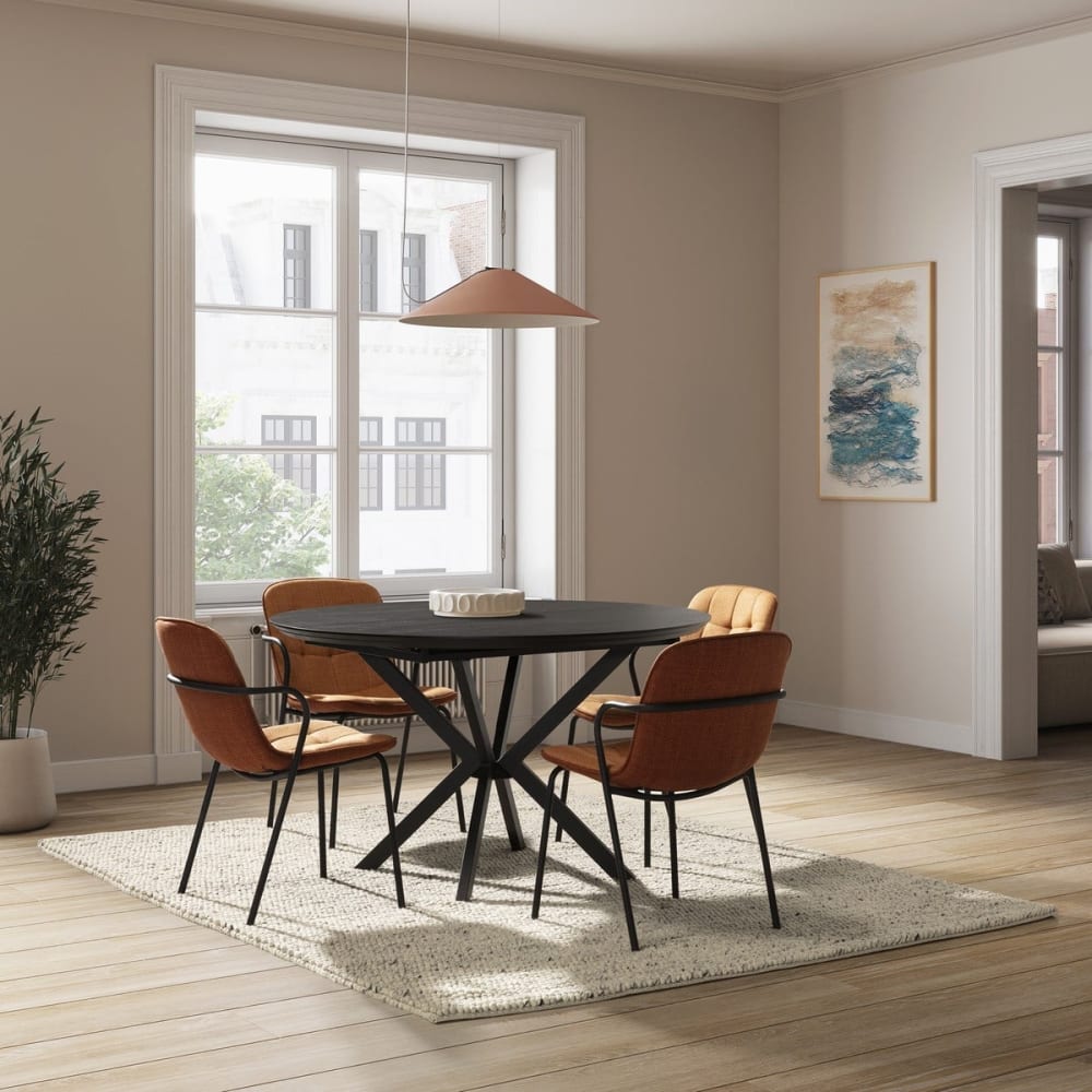 Stühle 4er-Set aus Stoff mit Metallbeinen, H 81 cm - Orange -