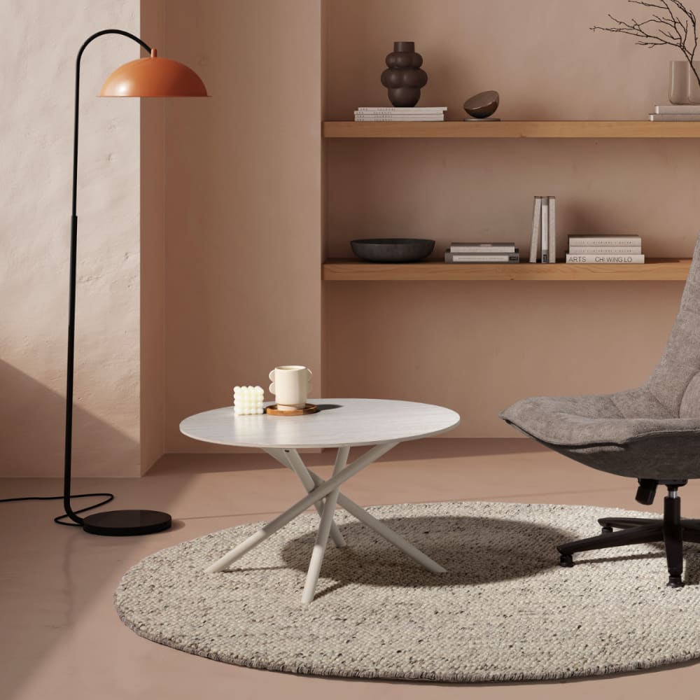 Couchtisch mit Travertin Effekt, Ø 80 cm - Maisons Du Monde