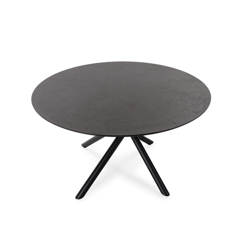 Table à manger ronde avec pieds en métal D120 cm - Effet Bois noir