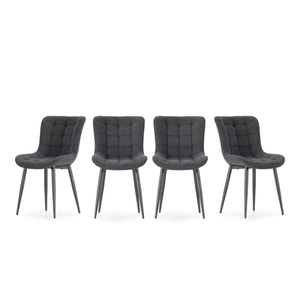 Calicosy Stühle 4er-Set aus Stoff mit Metallfüßen H 85 cm - style modern Grau Stoff