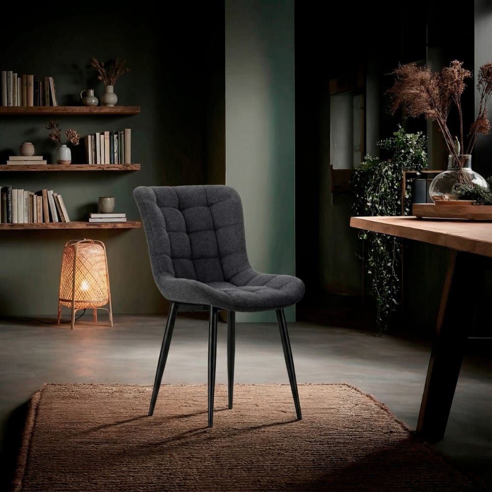 Stühle 4er-Set aus Stoff mit Metallfüßen H 85 cm - - Maisons Du