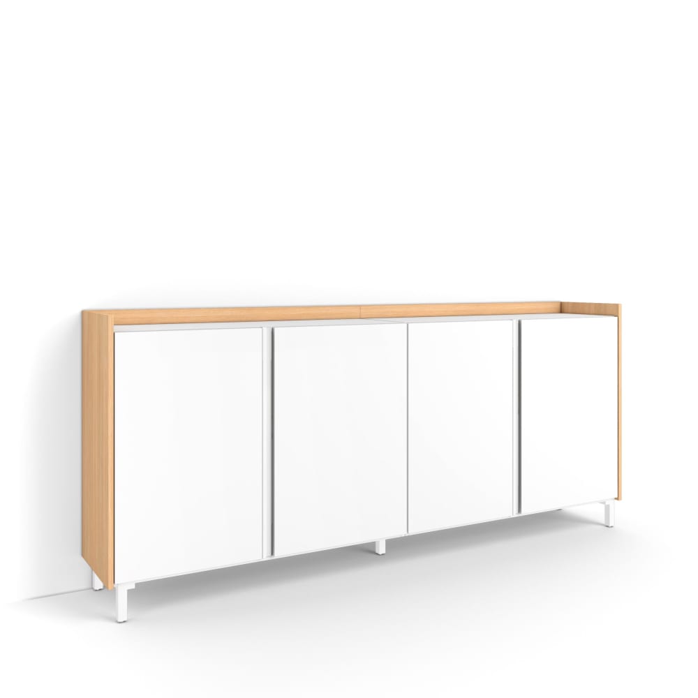 Buffet effet bois blanc et chêne 207x35x91cm avec pieds