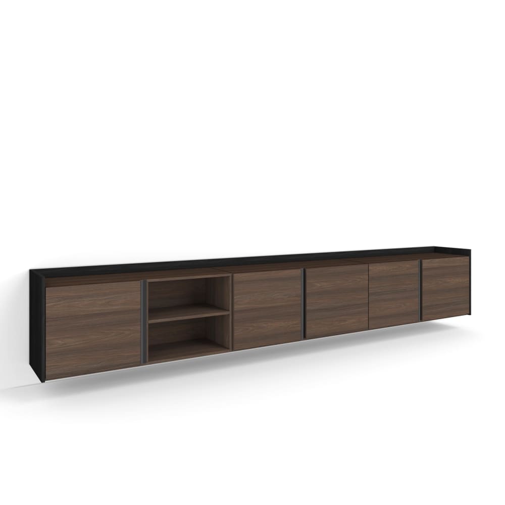 Meuble tv effet bois - suspendu noir