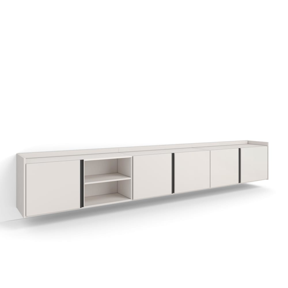 Meuble tv effet bois - suspendu beige