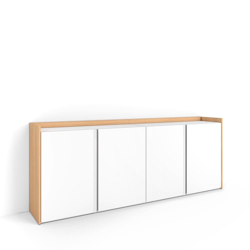 Buffet effet bois blanc et chêne 207x35x80cm