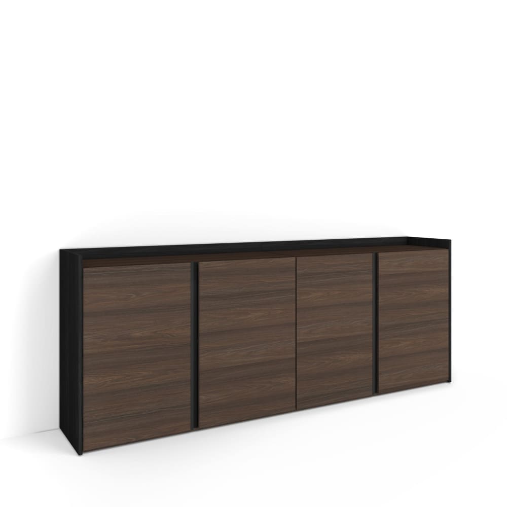 Buffet effet bois de chêne foncé et noir 207x35x80cm
