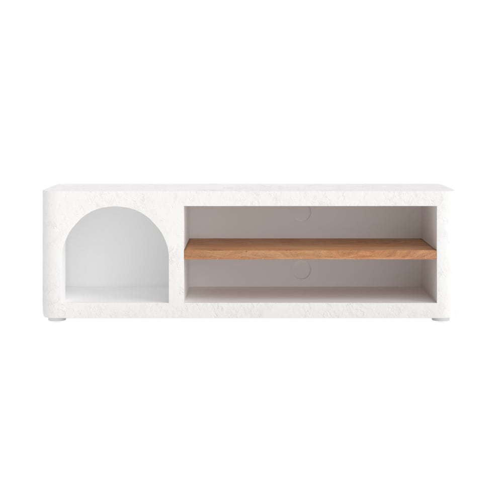 Meuble TV en plâtre blanc cassé 140 cm