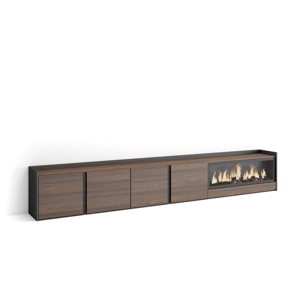 Meuble tv effet bois - feu