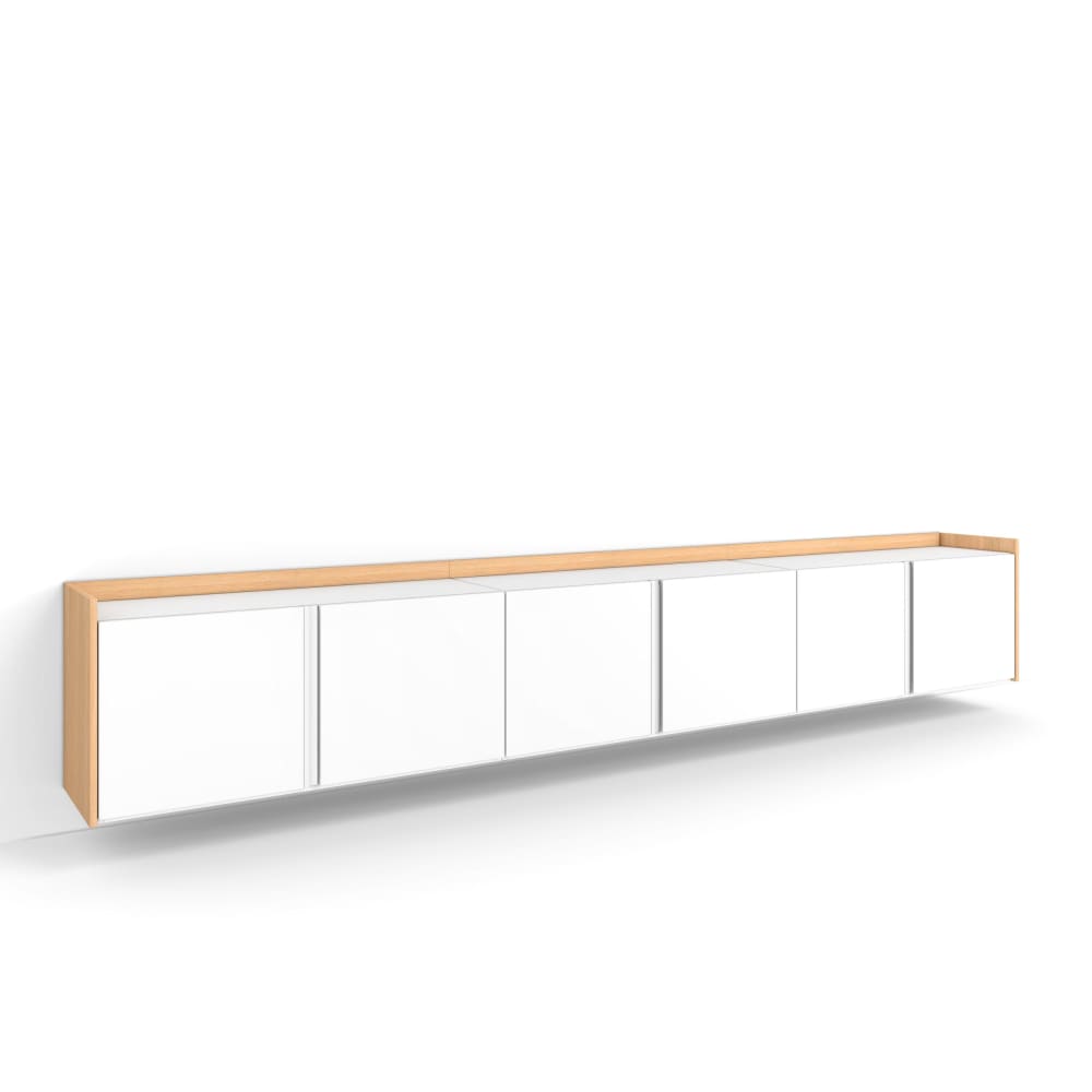 Meuble tv effet bois blanc et chêne 309x35x50cm suspendu
