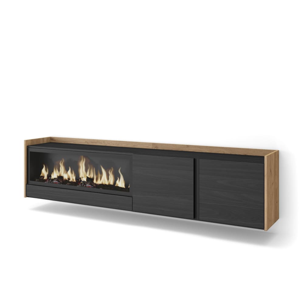 Meuble tv effet bois - feu