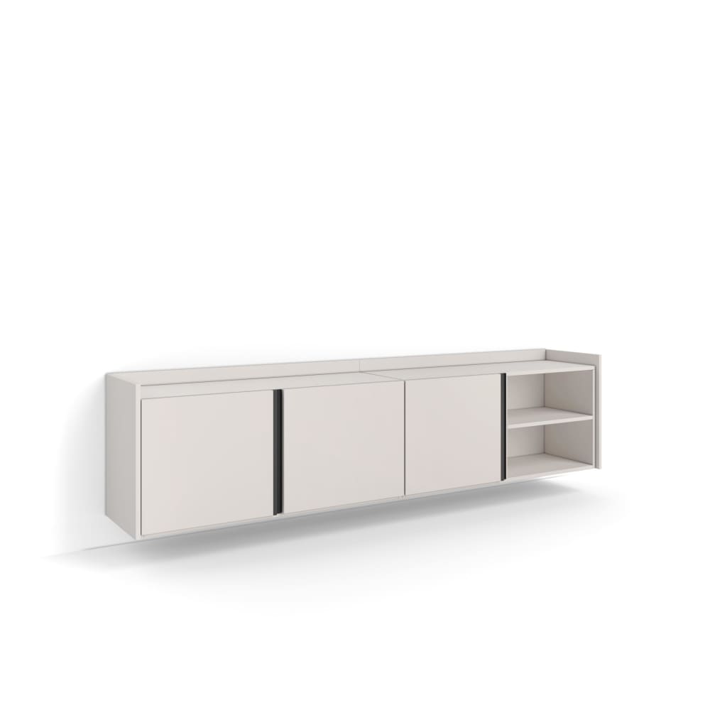 Meuble tv effet bois beige 207x35x50cm suspendu