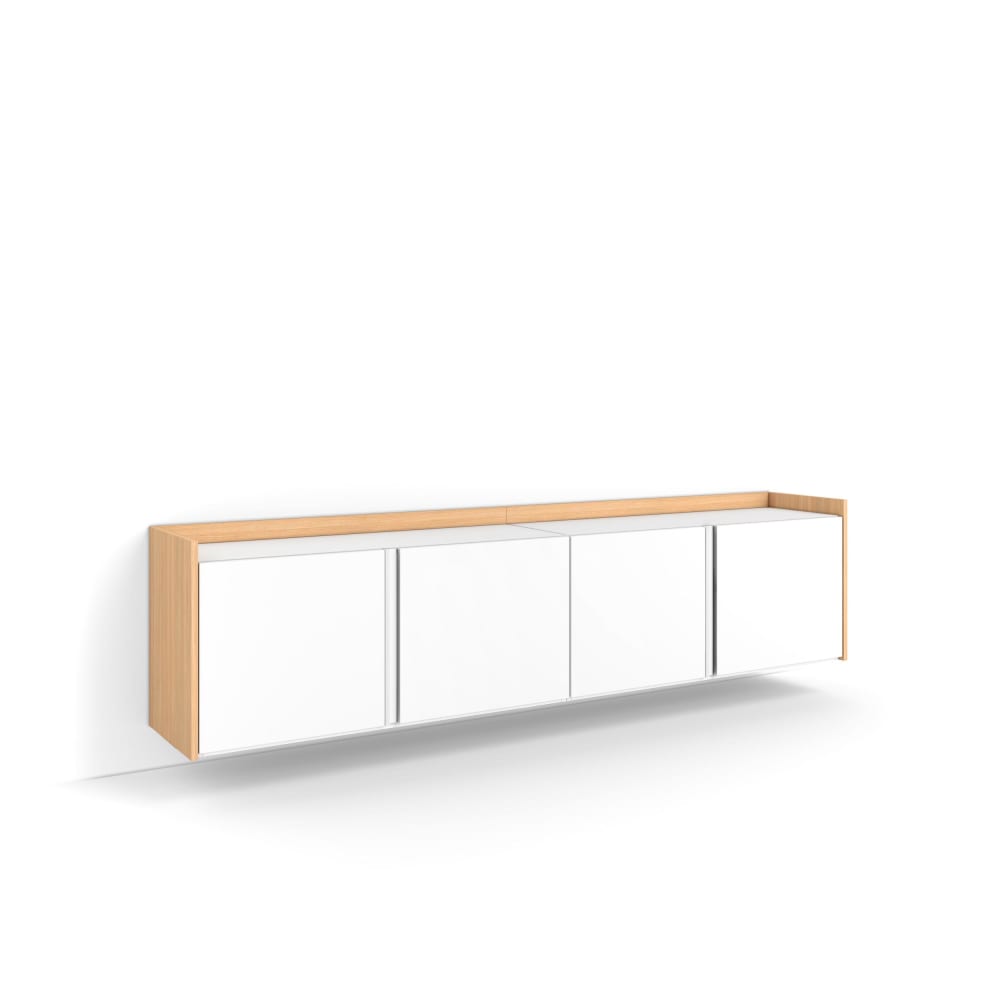 Meuble tv effet bois blanc et chêne 207x35x50cm suspendu