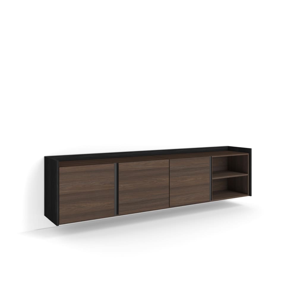 Meuble tv effet bois de chêne foncé et noir 207x35x50cm suspendu