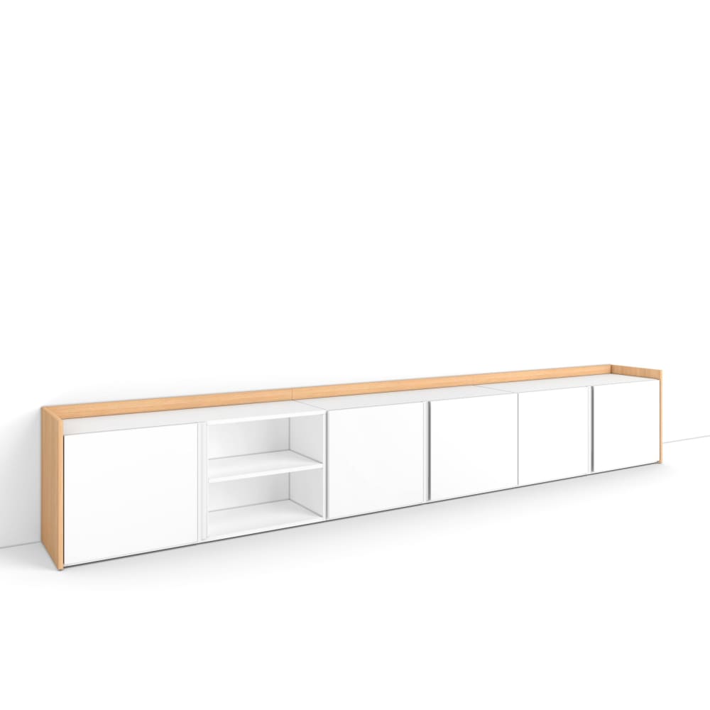 Meuble tv effet bois blanc et chêne 309x35x50cm