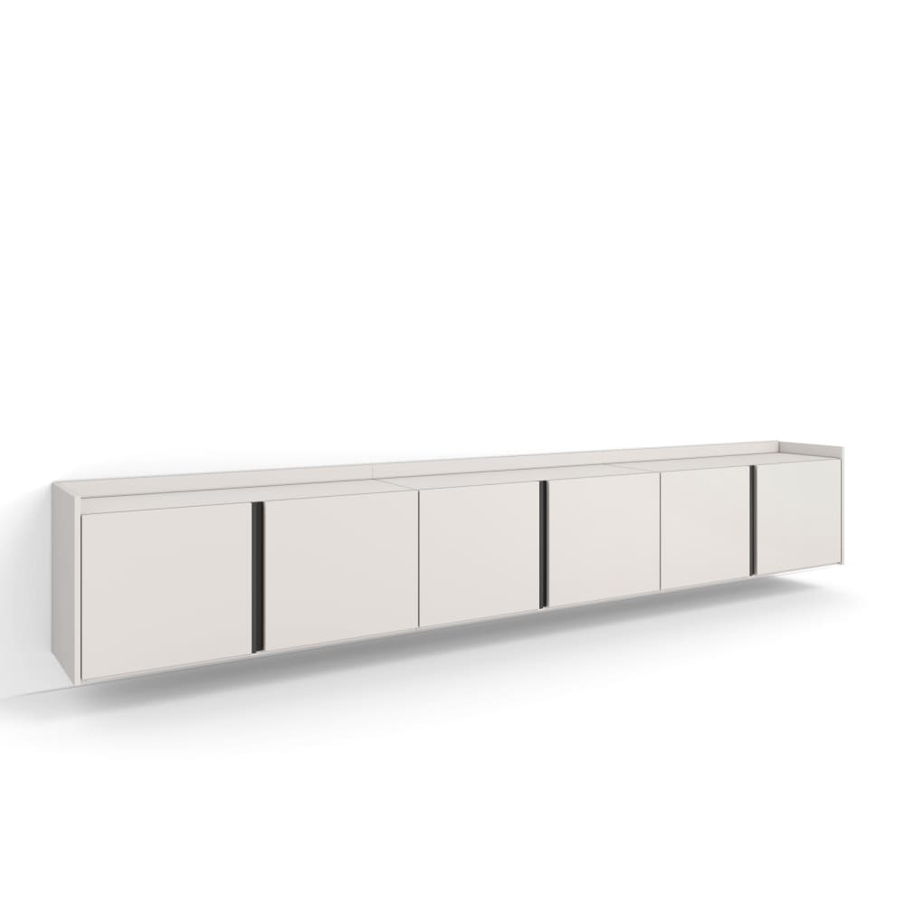 Meuble tv effet bois beige 309x35x50cm suspendu