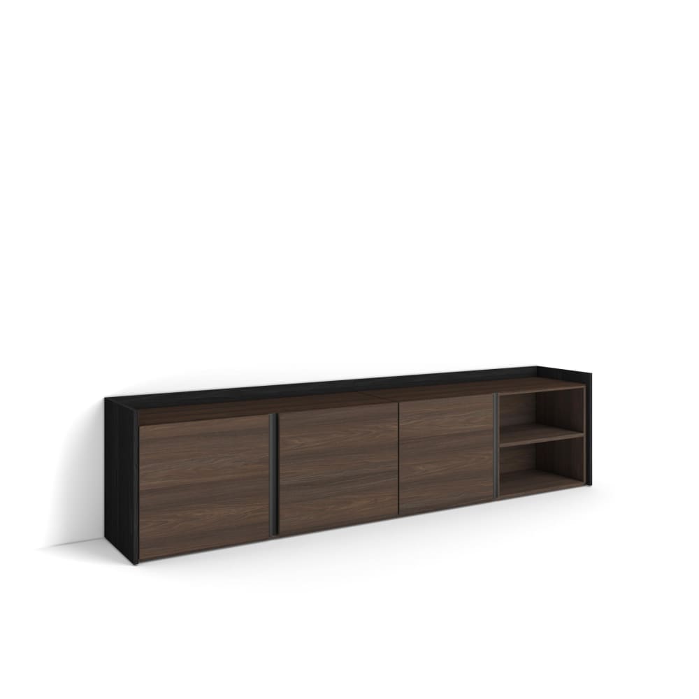 Meuble tv effet bois de chêne foncé et noir 207x35x50cm