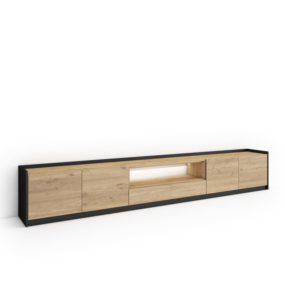 Meuble tv effet bois - led