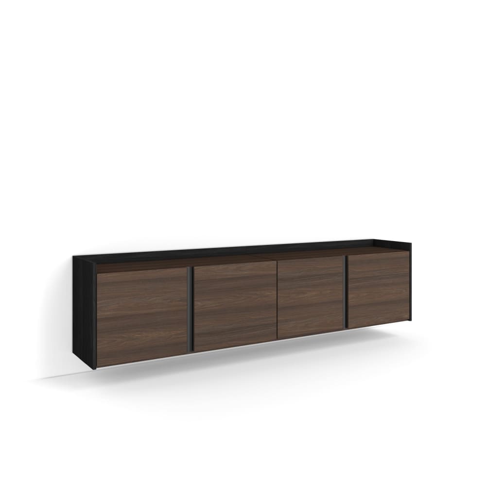 Meuble tv effet bois - suspendu noir