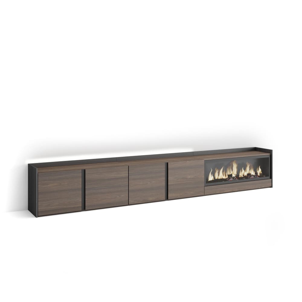 Meuble tv effet bois - feu