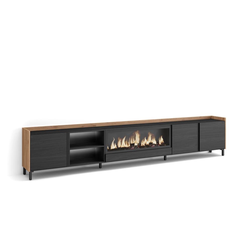 Meuble tv effet bois - feu