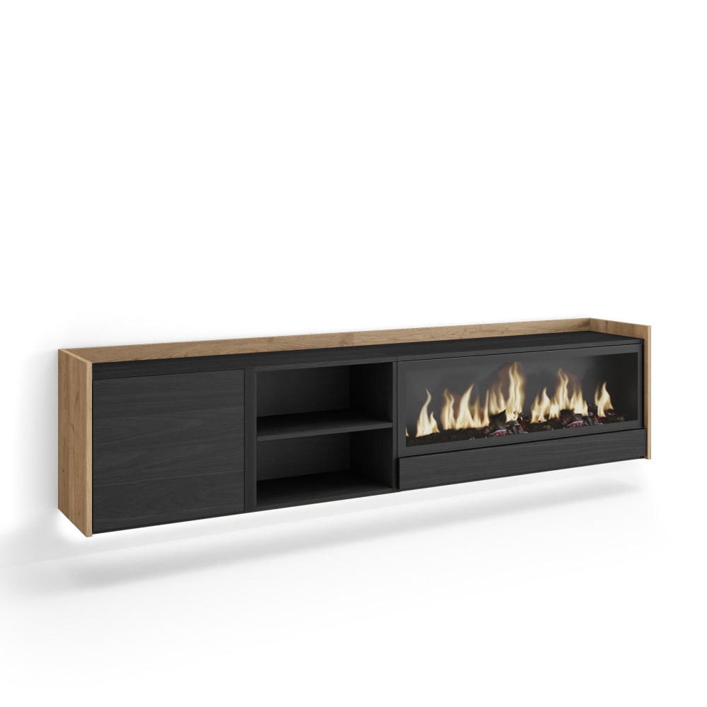 Meuble tv effet bois - feu