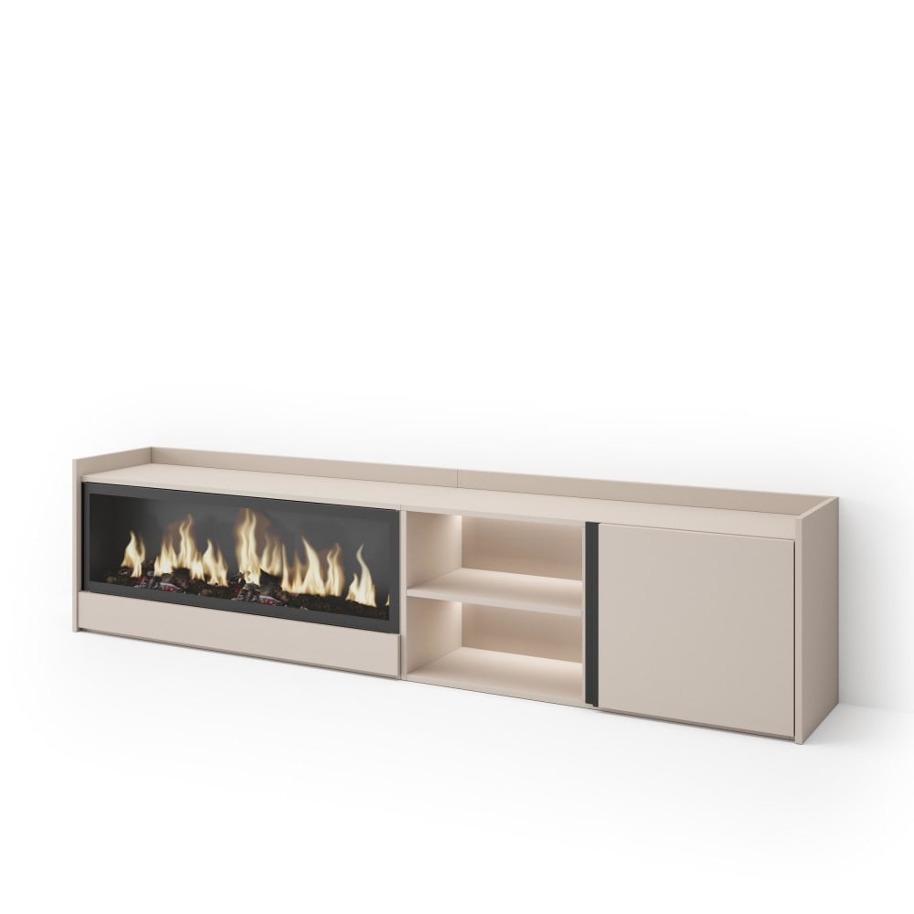 Meuble tv effet bois - feu