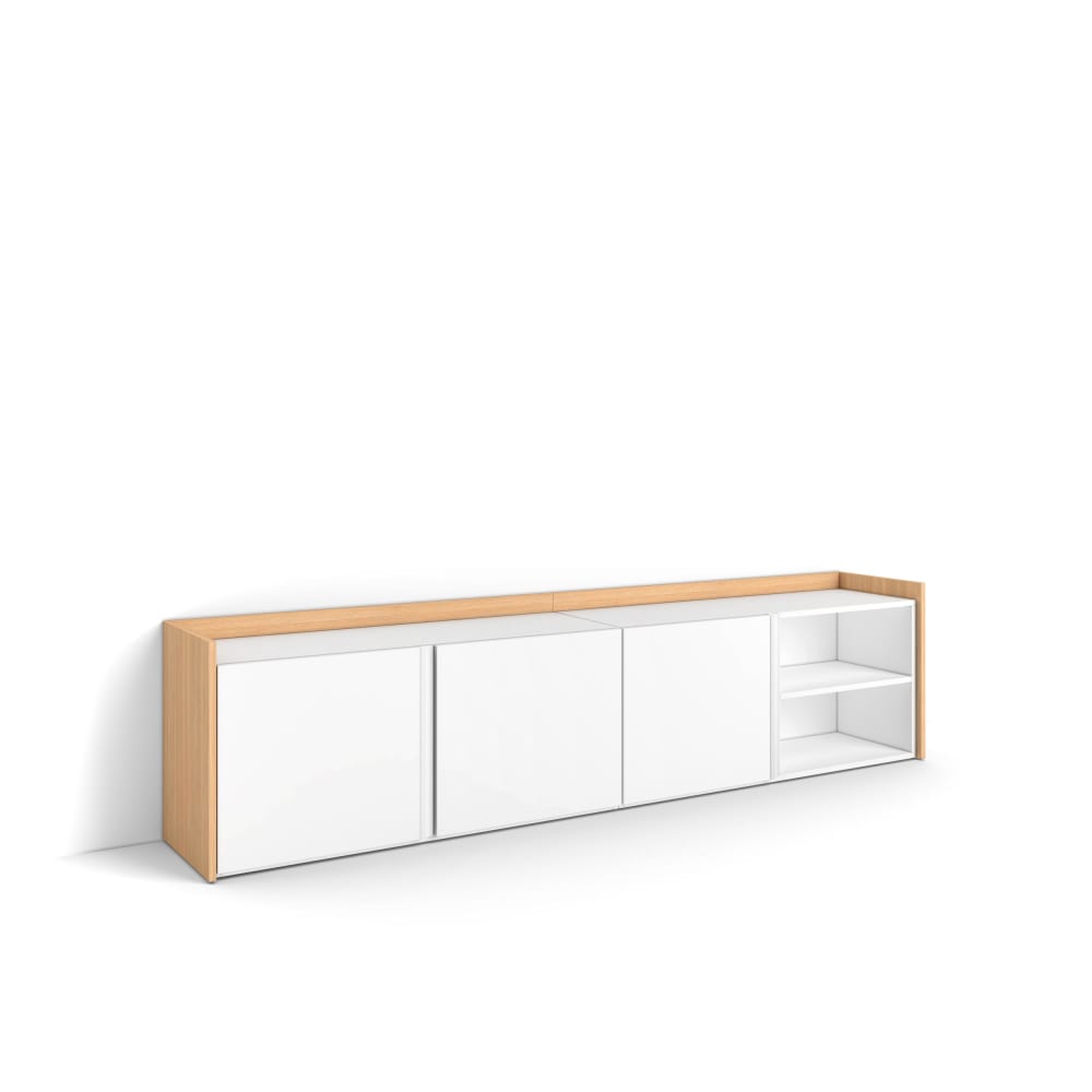 Meuble tv effet bois blanc et chêne 207x35x50cm