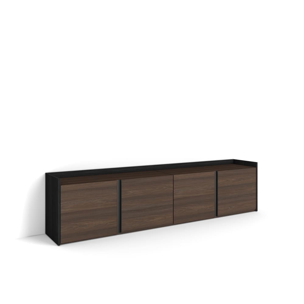 Meuble tv effet bois de chêne foncé et noir 207x35x50cm