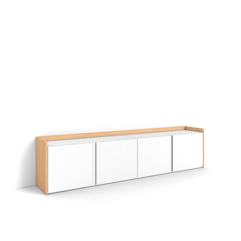 Meuble tv effet bois blanc et chêne 207x35x50cm