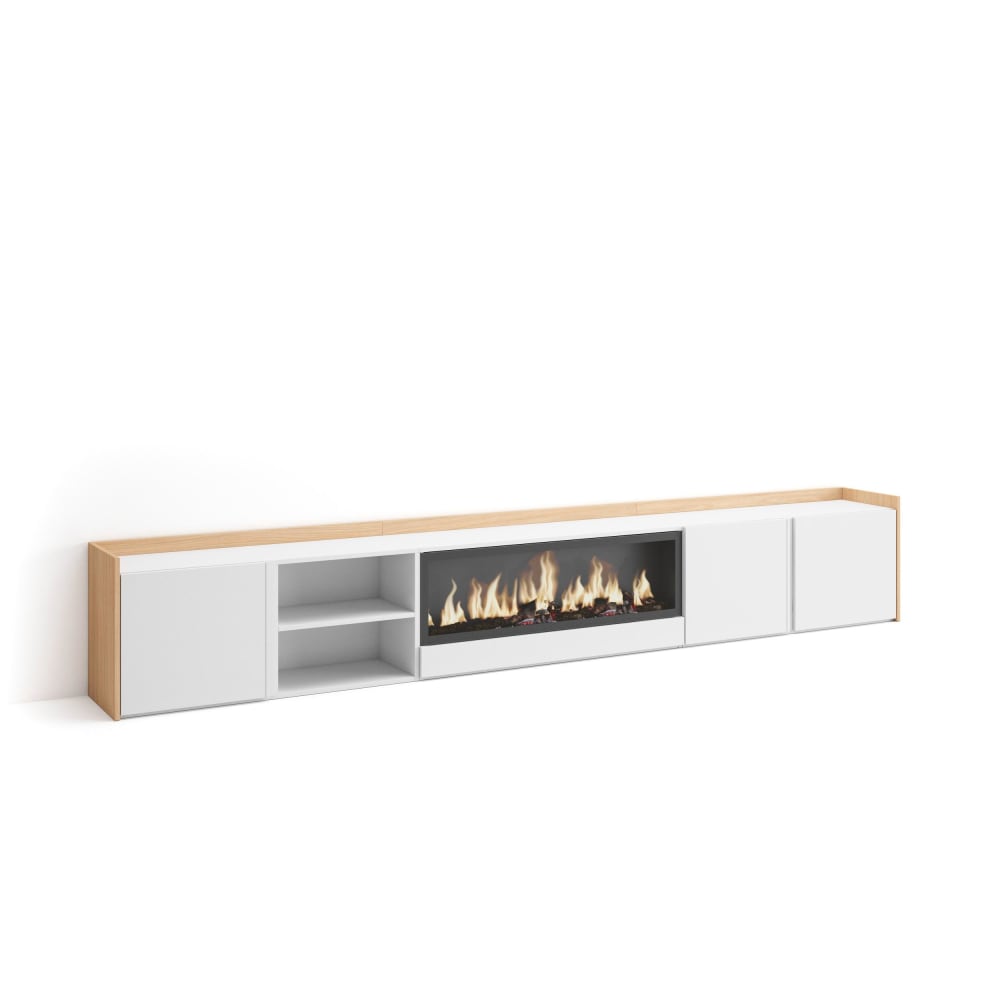Meuble tv effet bois - feu