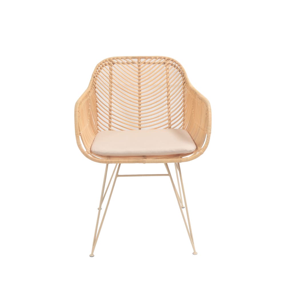 Fauteuil de table en rotin pieds beiges - Naturel