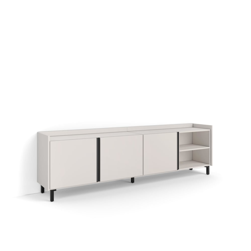Meuble tv effet bois beige 207x35x61cm avec pieds