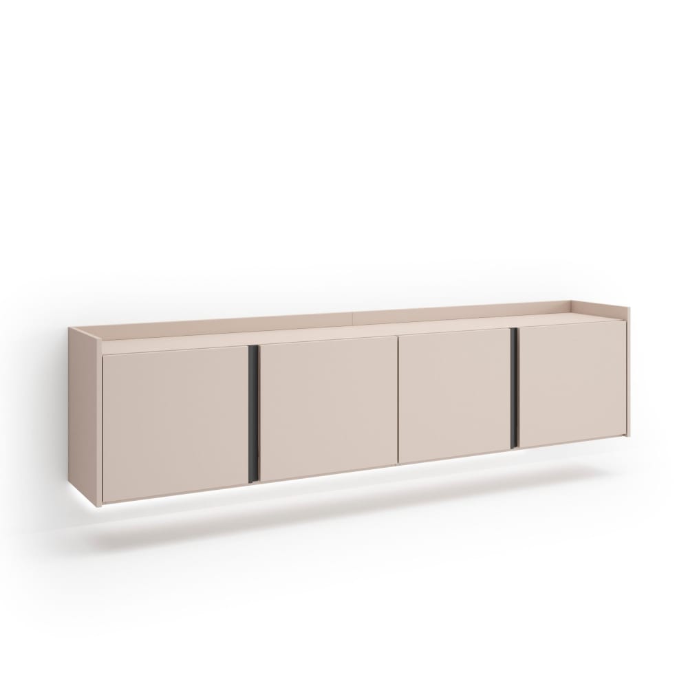 Meuble tv effet bois beige 207x35x50cm suspendu