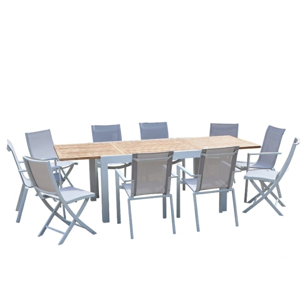 Ensemble jardin en aluminium - teck