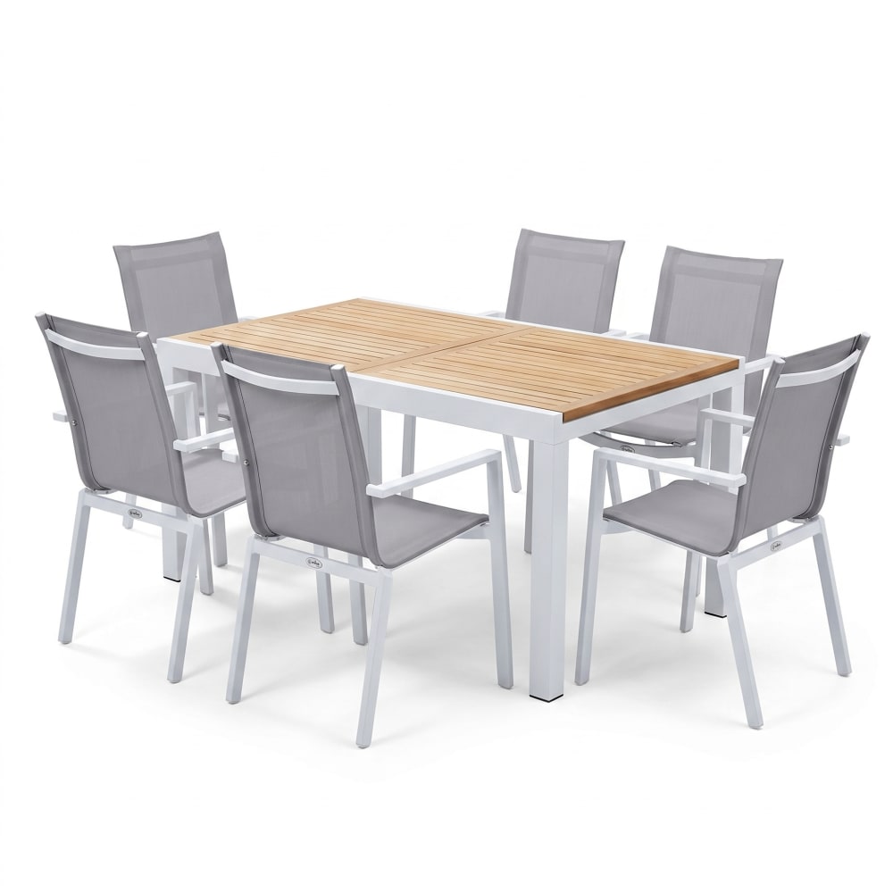 Ensemble jardin en aluminium - teck
