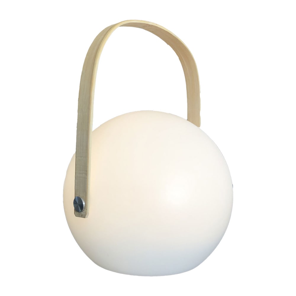 Lampe de table  LED ronde avec anse en bambou multicolore 19 cm